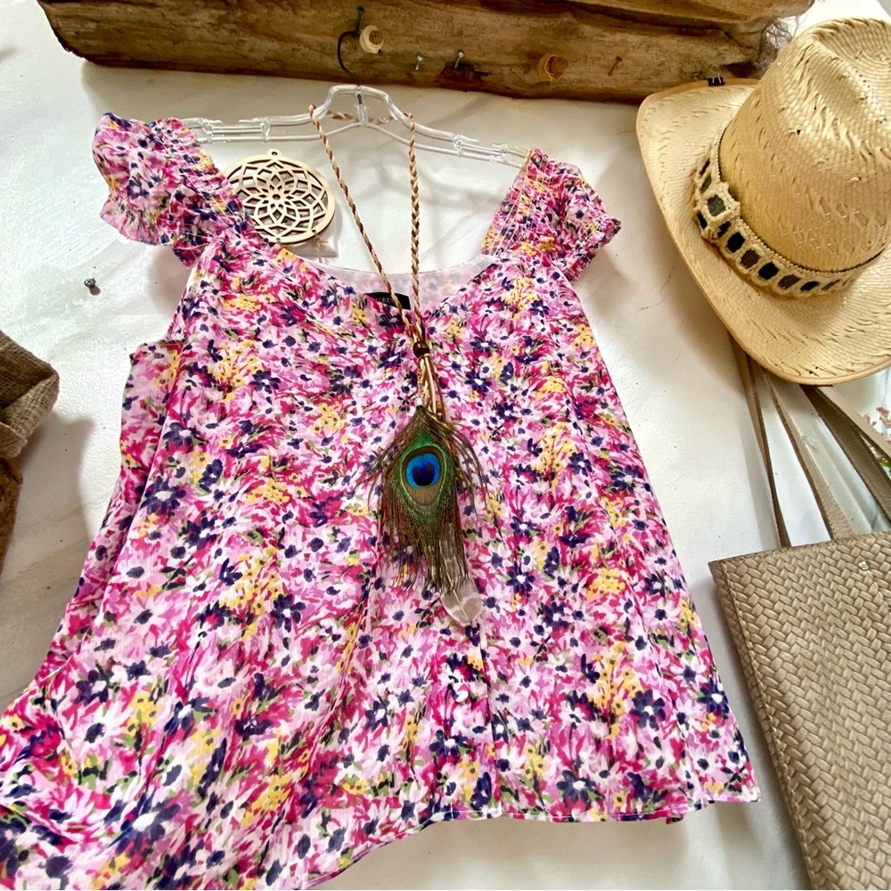 J. Crew Pink and Purple Floral Blouse